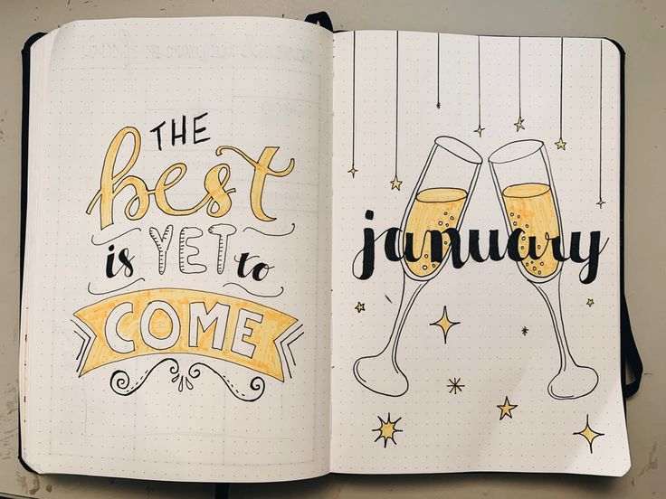 Journal Month Page January, January Journal Cover Page, January Theme Bullet Journal, January Page Bullet Journal, January Journal Spread, Bullet Journal Monthly Theme Ideas, January Journal Page, Journal Welcome Page Ideas, Book Journal Title Page