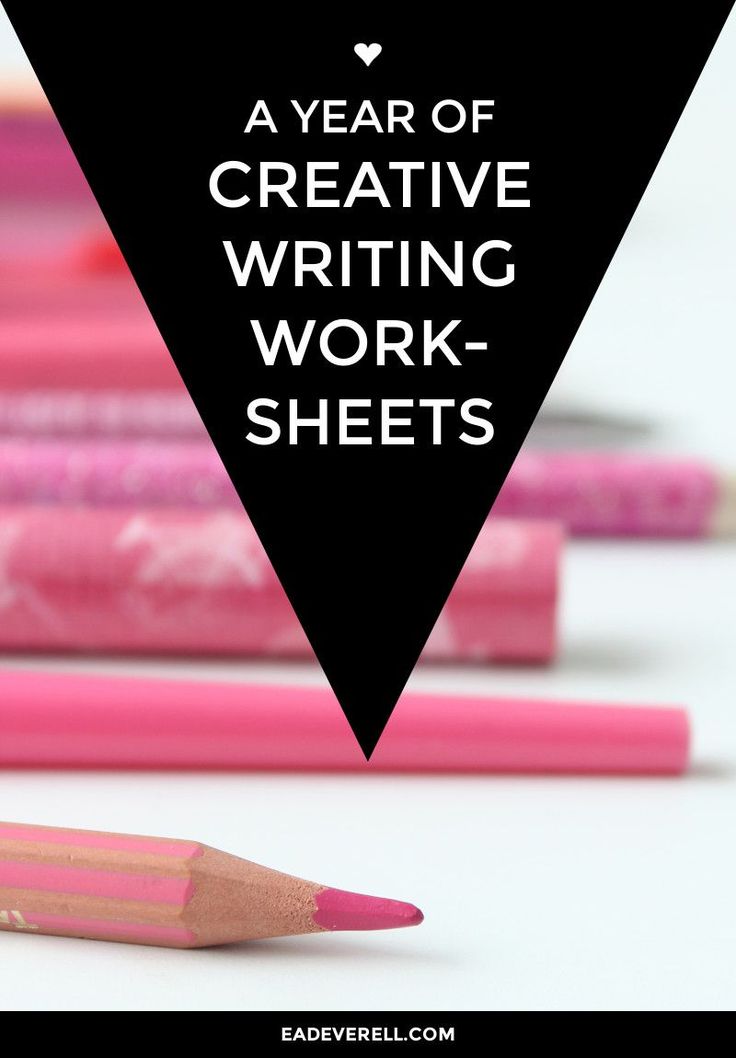 some pink pencils with the words a year of creative writing work sheets