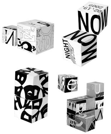 four different types of boxes are shown in black and white