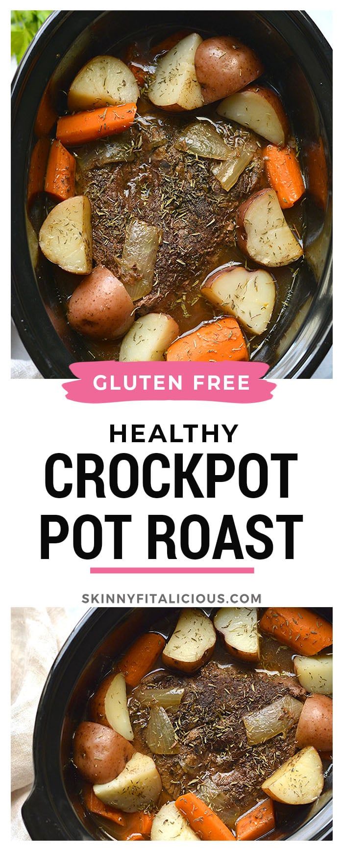 crockpot pot roast recipe with text overlay