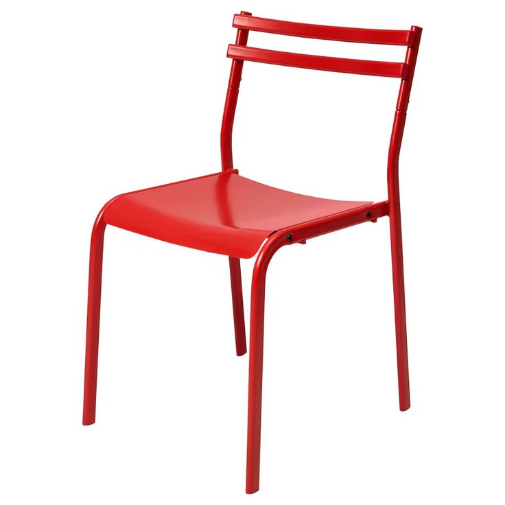 a red plastic chair against a white background