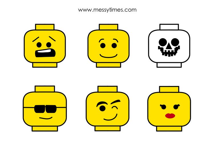 the faces of different legos are drawn in squares