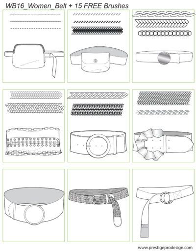 Belt Drawing Fashion Illustrations, Belt Flat Sketch, Belt Illustration Fashion Sketches, How To Draw A Belt, Adobe Illustrator Brushes, Fashion Croquis, Waist Bag Fashion, Adobe Illustrator Cs6, Fashion Design Drawing