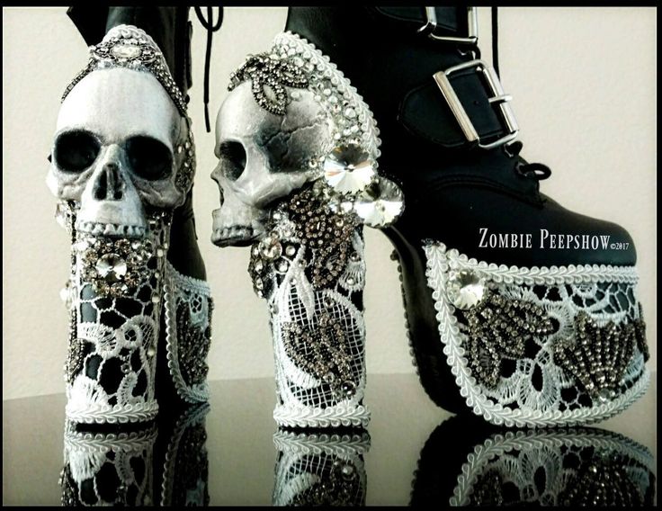 Platform "Decadence" Crystal Lace Skull Boots by kaylastojek on Etsy https://www.etsy.com/listing/559910556/platform-decadence-crystal-lace-skull Skull Boots, Lace Skull, Skull Shoes, Goth Shoes, Crystal Lace, Gothic Shoes, Funky Shoes, Irregular Choice, Unique Shoes