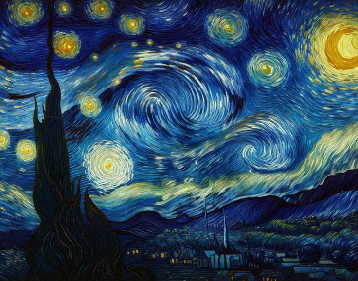 the starry night painting is shown in this image