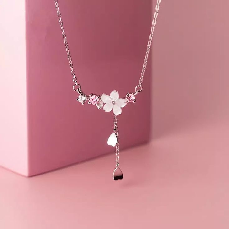 Metal Type: Silver Material: 925, Sterling Style: Fashionable, Casual Color: As Picture Shown: Silver Size: One Size Feminine Spring Jewelry Gift, Elegant Flower Necklace Spring Gift, Elegant Spring Flower Necklace As A Gift, Elegant Spring Flower Necklace As Gift, Elegant Spring Flower Necklace Gift, Delicate Blossom Color Necklaces, Feminine Silver Flower Necklace For Gift, Silver Necklace For Spring Gift, Silver Necklaces For Spring Gift