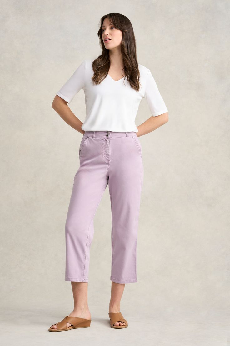 This straight leg pant in Greyed Lavender is a new casual style for Blue Illusion. Crafted from the popular sateen denim in a comfortable 7/8th length, this is a great transeasonal base that can be paired with your favourite blouses, t-shirts and tunics. Soft, light and stretchy this pant is endlessly comfortable, perfect for all day wear. Casual Pant, Straight Leg Pant, Silver Flats, Latest Colour, Soft Light, Straight Leg Pants, New Shop, Tunics, Casual Style