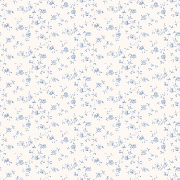 a white and blue floral pattern with small flowers on the bottom half of the image