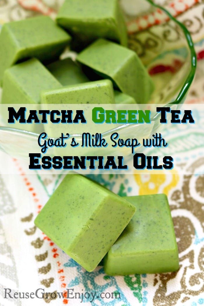 matcha green tea goat's milk soap with essential oils is an easy, nourishing recipe