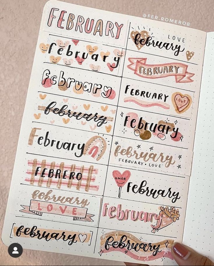 February Bujo, Monthly Bujo, Buku Diy, Bullet Journal Titles, Alfabet Font, Bullet Journal Headers, February Bullet Journal, Penanda Buku, Bullet Journal Ideas Templates