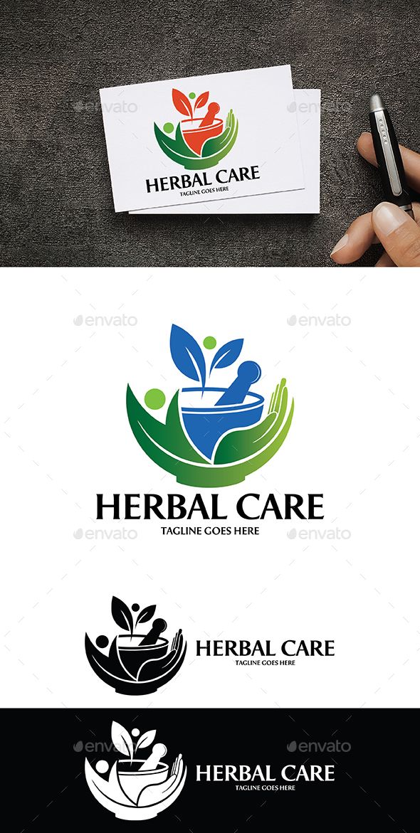 the logo for a company that sells natural care products, including herbs and leaves - symbols logo templates