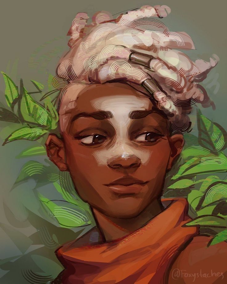 a digital painting of a woman with flowers in her hair