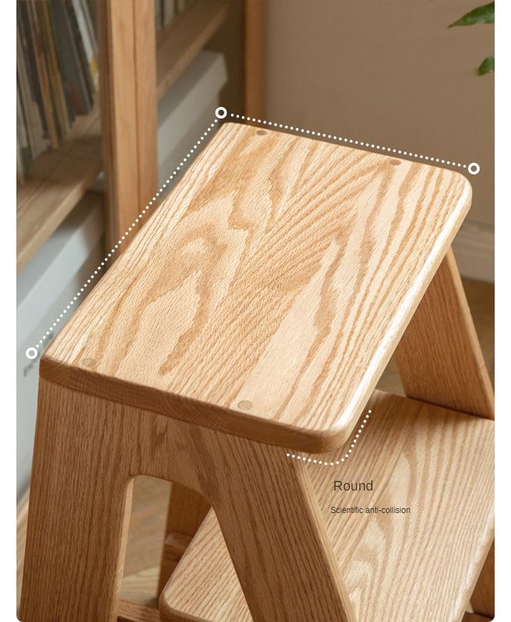 an image of a wooden step stool with measurements