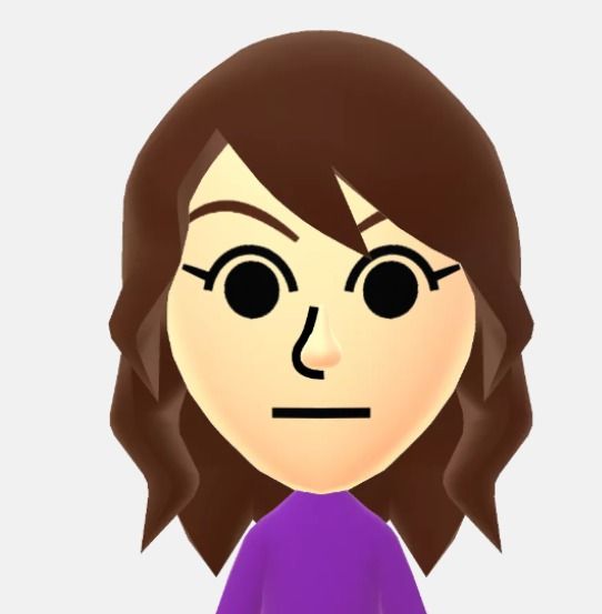 an animated woman with brown hair and black eyes