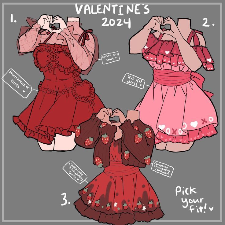 two paper dolls with different outfits on them, one in red and the other in pink