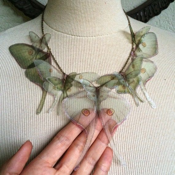 Moth Necklace, Ethereal Light, Wings Necklace, Butterfly Images, Luna Moth, Vintage Illustrations, Wing Necklace, Bib Necklaces, A Necklace