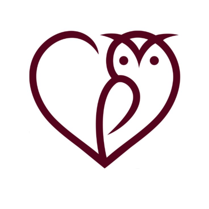 an owl in the shape of a heart