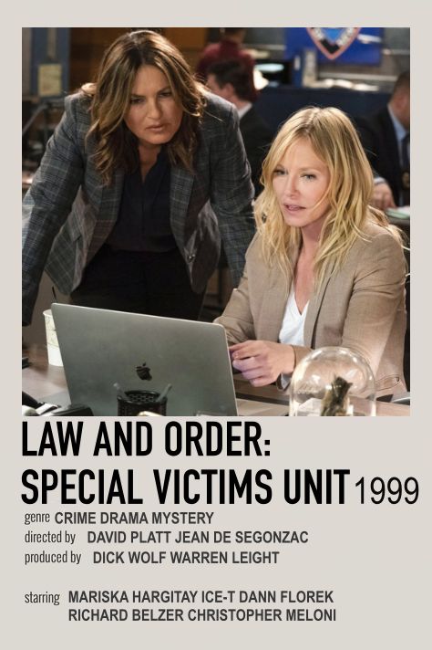 the poster for law and order special victims unit 999 shows two women looking at a laptop