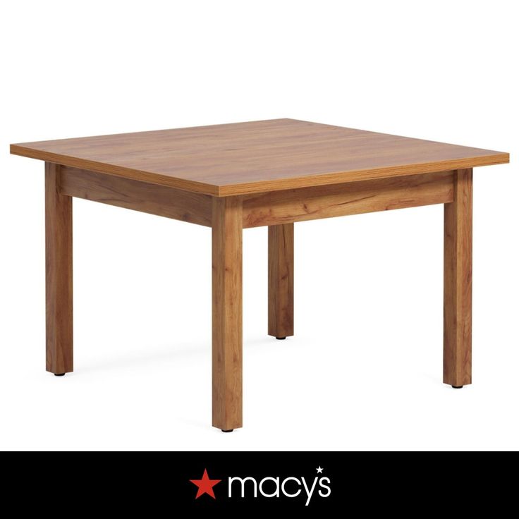 a square wooden table with two legs and a star on the bottom right hand corner