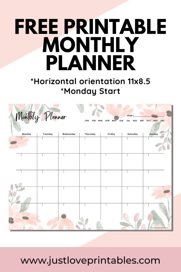 FREE Printable Monthly Planner quarantineplanner #dayplanner Undated Monthly Planner Printables Free, Monthly Planner Printables Free Pdf, Printables Flowers, Printable Meal Planner Monthly, Free Printable Monthly Planner, Planner Monthly Layout, Love Printables, Monthly Printable, Undated Monthly Planner