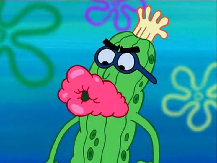 a cartoon character holding a flower in front of his face with the letter s on it