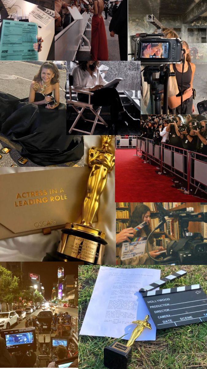 many different pictures of people and their oscars trophies, including an award for best actress in a leading role