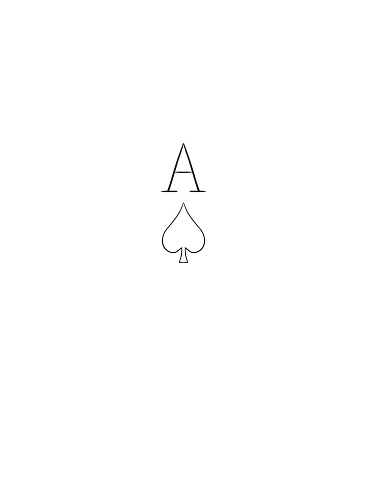 an ace playing card with the letter a in it's center and two spades on each side