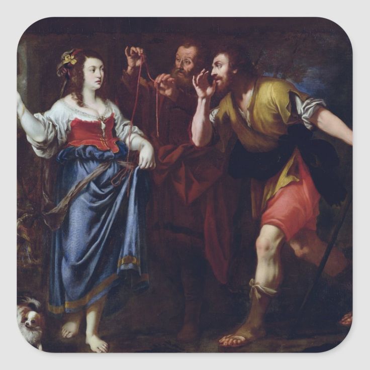 a painting of two people with a dog in front of them and one person holding a cane