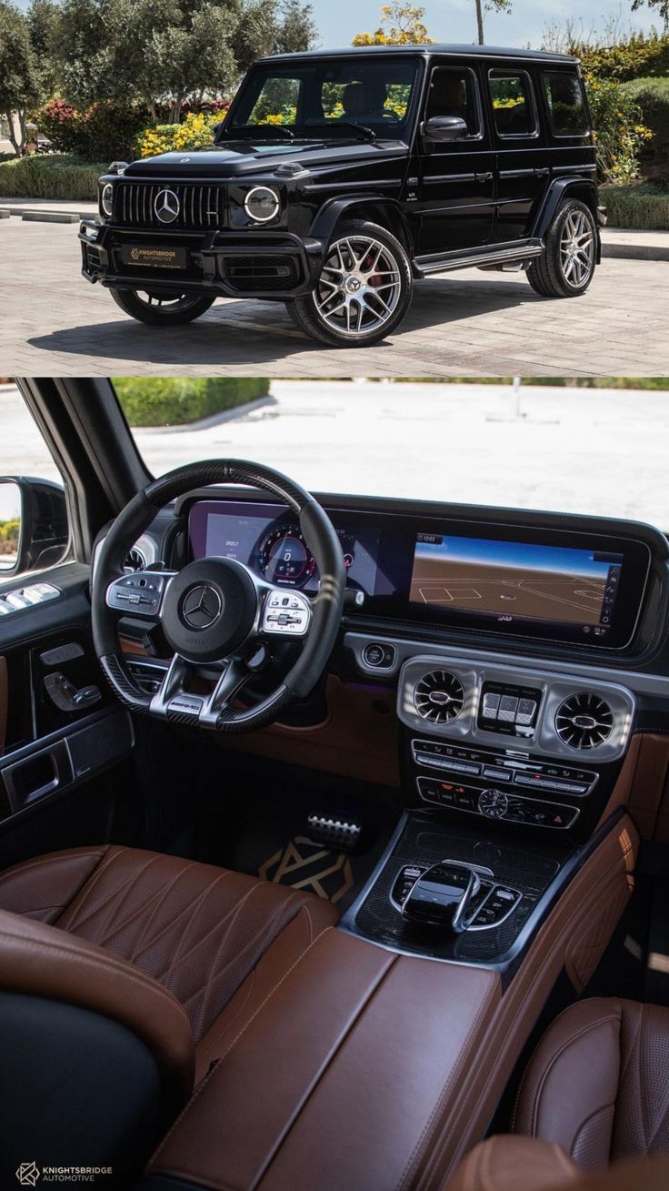 the inside and outside view of a mercedes g class