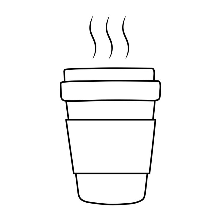 a coffee cup with steam coming out of the top, on a white background illustration