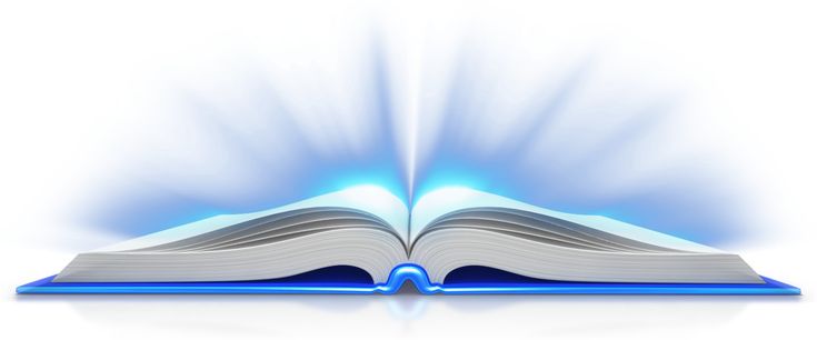 an open book with blue light coming out of it