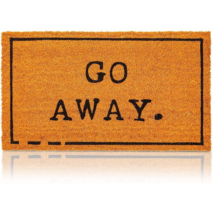 Item DescriptionGo Away Natural Coir Nonslip Welcome Door Mat (17 x 30 in)PERSONALIZE YOUR HOME: Personalize your entry with this funny "Go Away" natural coir doormat; Rudely greet all your guests with this hilarious rug that is perfect for any occasionPERFECT FOR: This doormat is great to place near the entryway of your house to greet guest or around the house in the kitchen, laundry room, garden, backyard, and patio; makes a great house warming present for friends and familyNATURAL COIR FIBER Funny Welcome Mat, Coco Coir, Coir Mat, Room Garden, Gag Gifts Funny, Porch Garden, Funny Doormats, Front Door Mats, Garden Backyard