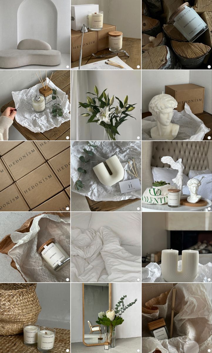 many different pictures of white objects and vases