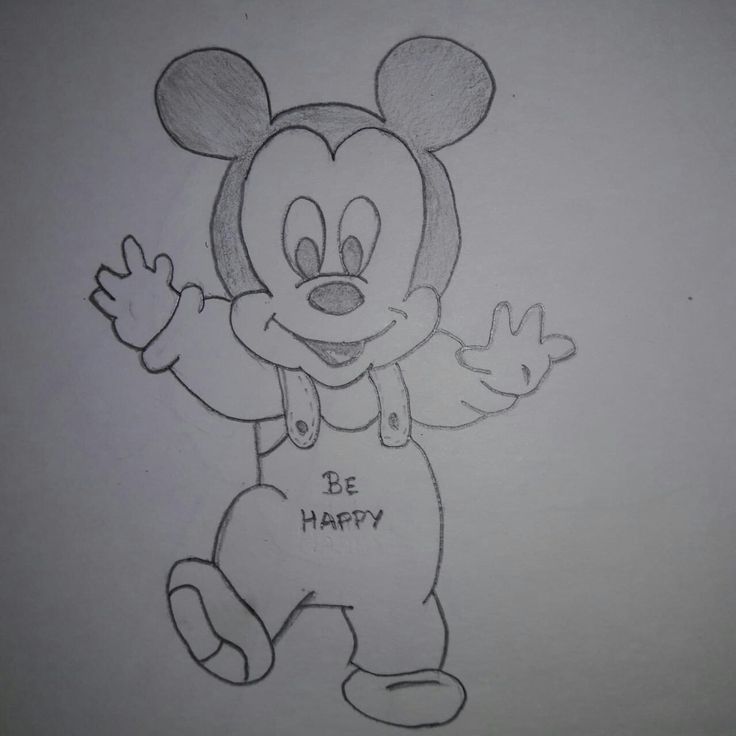 a drawing of mickey mouse with his arms out