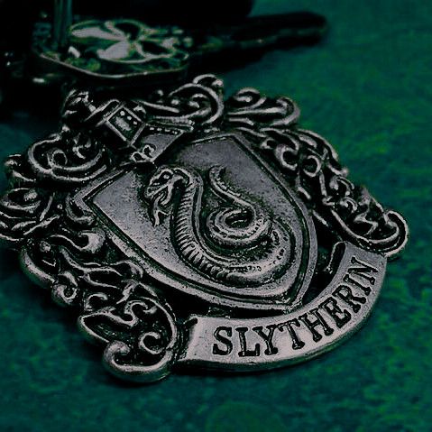 the slyther badge is sitting on top of a green table