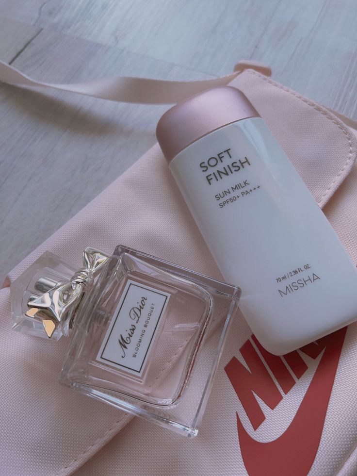 Nike, pink aesthetic , white , pale pink , missha , sunscreen , dioe perfume , skincarw Nike Pink Aesthetic, Pink Aesthetic Korean, Missha Sunscreen, Aesthetic Korean Skincare, Pale Pink Aesthetic, Aesthetic Sunscreen, Pink Sunscreen, Sunscreen Aesthetic, Miss Dior Blooming Bouquet