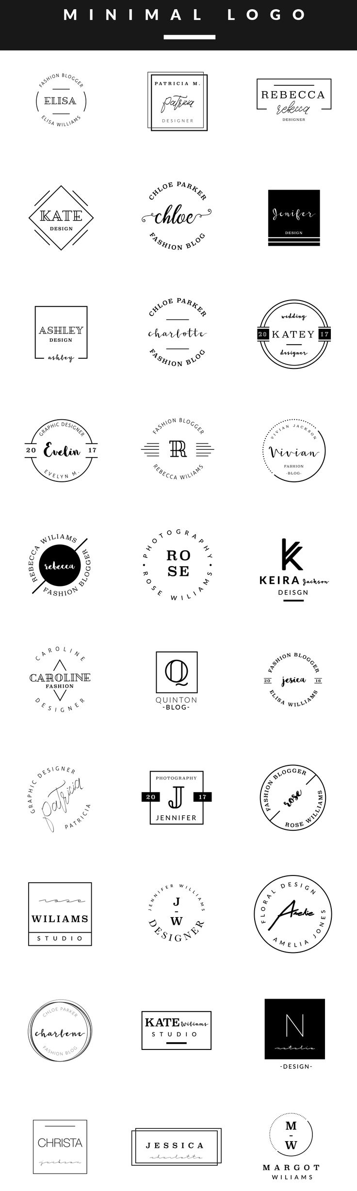 the logos for different brands are shown in black and white