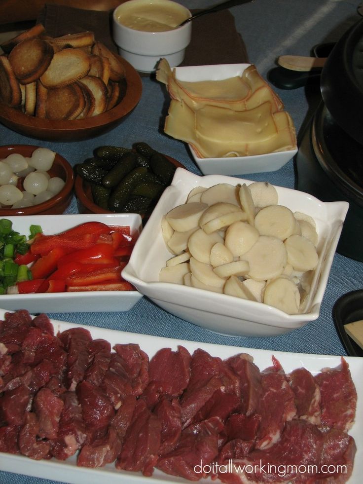 the food is prepared and ready to be eaten on the table in the buffet area