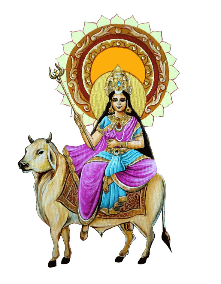 Shailaputri Devi Painting, Shailaputri Devi, Seven Horses Painting, Navratri Devi Images, Navratri Puja, Maa Image, Navratri Wishes, Kali Hindu, Abstract Pencil Drawings