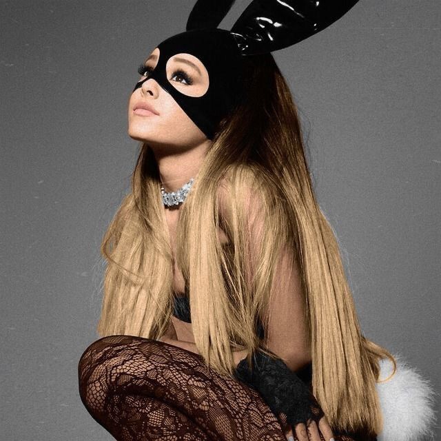 a woman wearing a bunny mask and stockings