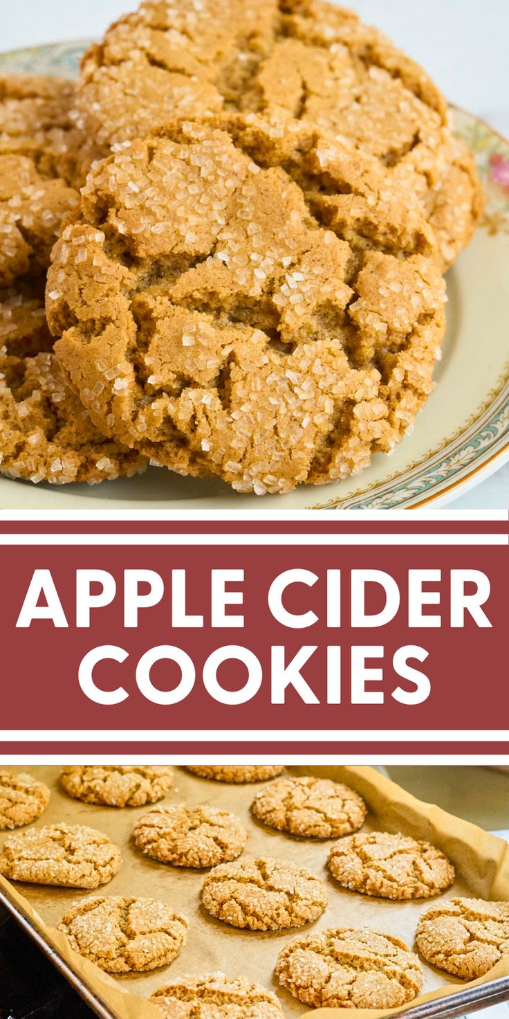 apple cider cookies on a plate with the title above it