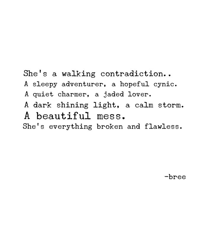 a poem written in black and white with the words, she's a walking contraption