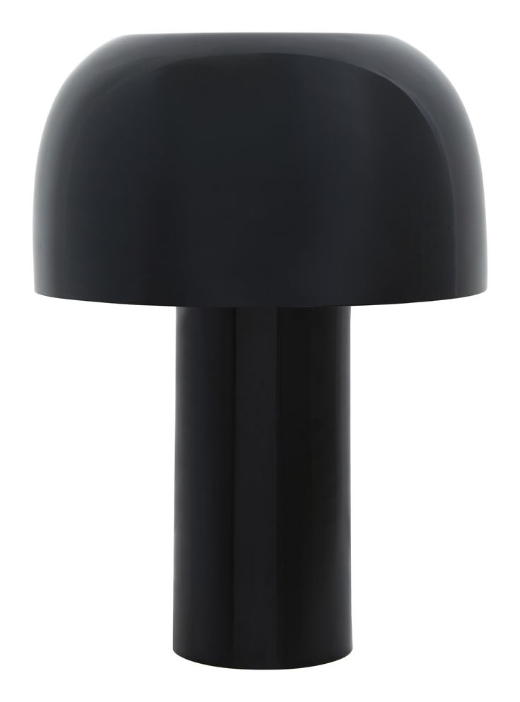 an image of a black table lamp on a white background in the style of mushroom