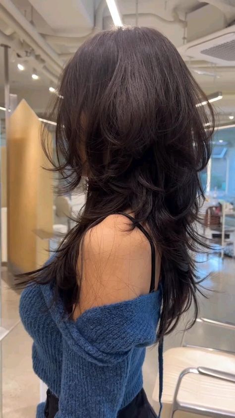 Hush Cut, Haircut Wavy, Bangs Straight, Bangs Long, Hair Inspiration Long, Long Wolfcut Haircut, Haircut Inspo, Hair Cut Ideas, Hairstyles For Layered Hair