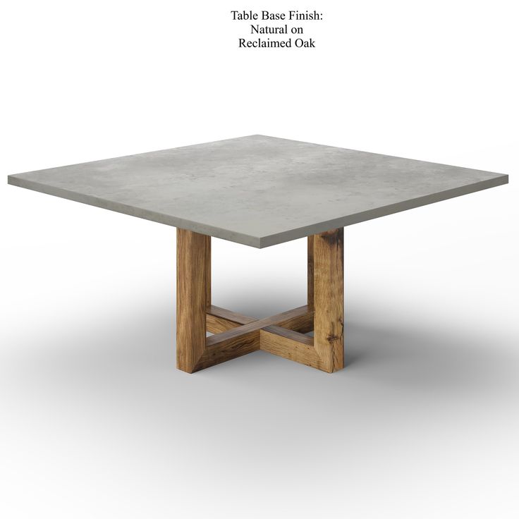 the table is made out of concrete and wood