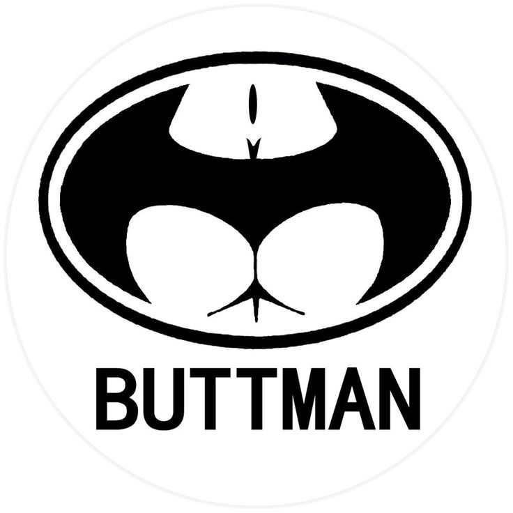 the batman logo is shown in black and white, with an oval shape that says buttman