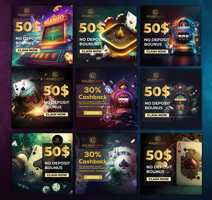 casino banner templates with gambling symbols and numbers in the middle, including 50 % off