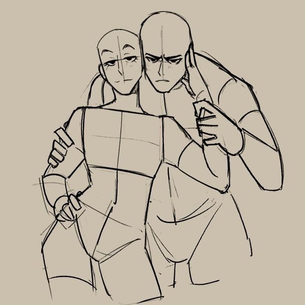 a drawing of two people hugging each other