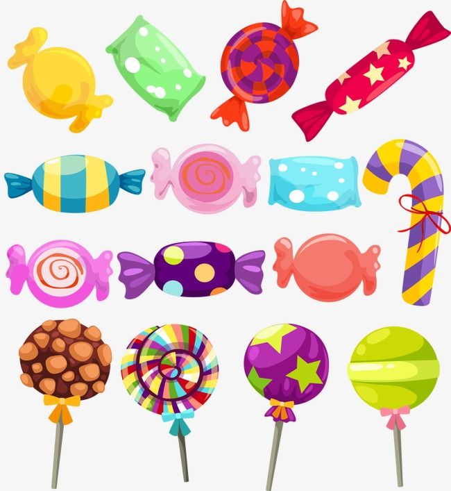 various candy lollipops and candies