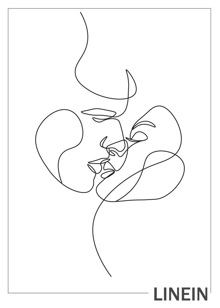 Couple Kissing One Line Art | Линейные чертежи, Татуировки линии